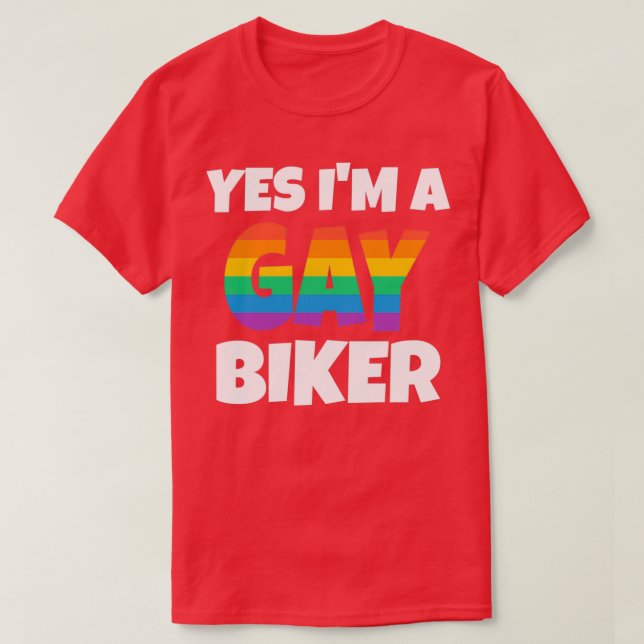 Rainbow Gay Biker Ja ich bin T-Shirt (Design vorne)