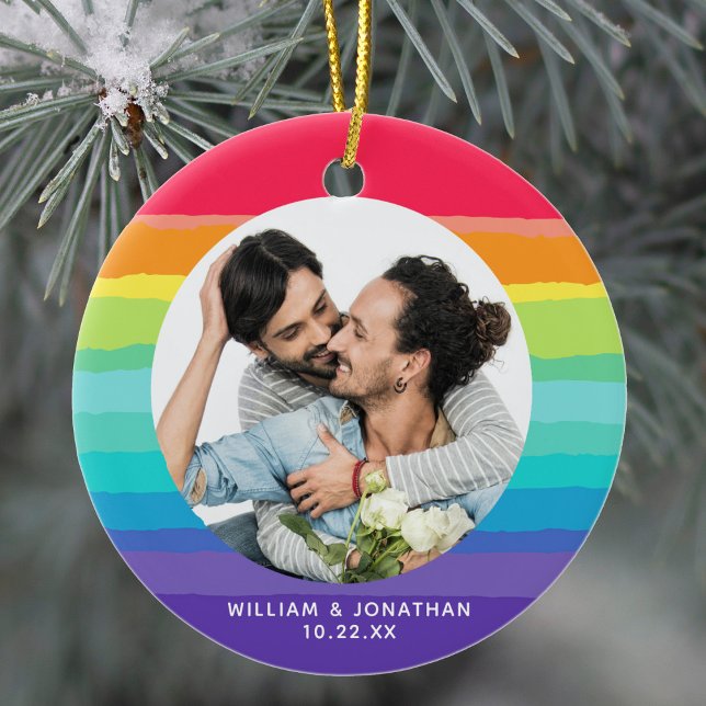 Rainbow Gay Couple Foto Keramik Ornament (Von Creator hochgeladen)