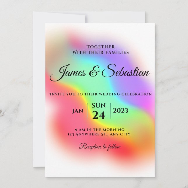 Rainbow-Gay Pride-Hochzeit Einladung (Vorderseite)