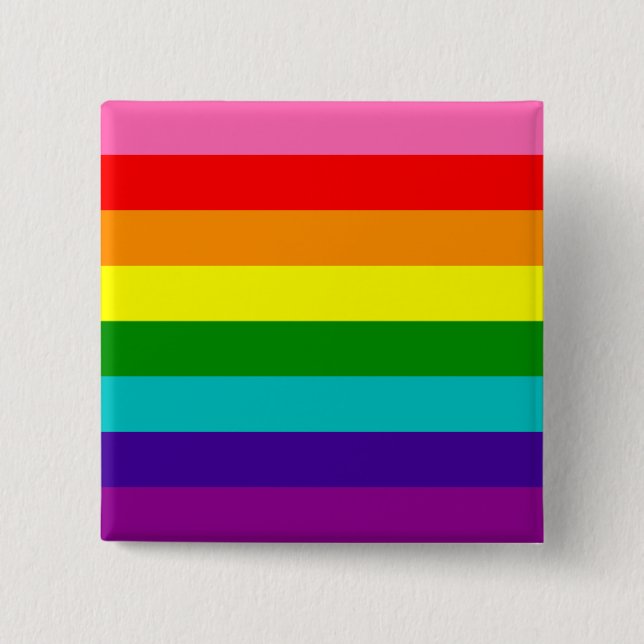 Rainbow Gay Pride LGBT Original 8 Streifen Flag Button (Vorderseite)
