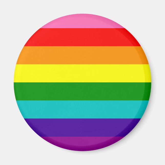Rainbow Gay Pride LGBT Original 8 Streifen Flag Magnet (Vorne)