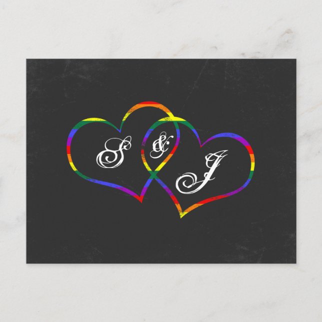 Rainbow Gay Pride Liebe Hearts Song Request Postkarte (Vorderseite)
