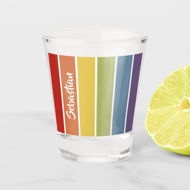 Rainbow-Gay Pride-Rainbow-Personalisiert Schnapsglas (Vorderseite)