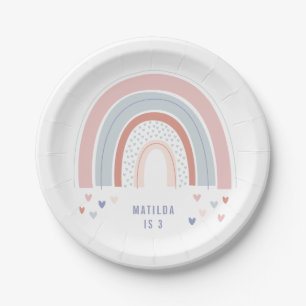Rainbow Geburtstagsgeschmack in rosa lila + blau Pappteller