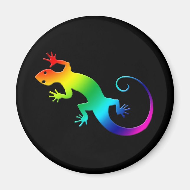 Rainbow Gecko Dark Magnet (Vorne)