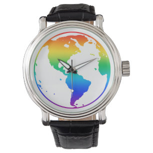Rainbow-gefärbte Erde Armbanduhr