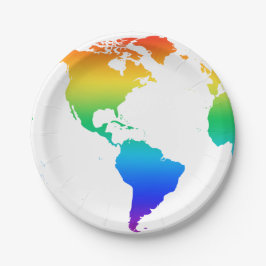 Rainbow-gefärbte Erde Pappteller