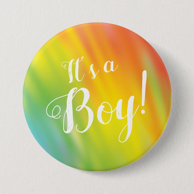 Rainbow Gefärbte Krawatte Baby Shower Es ist ein J Button (Vorderseite)