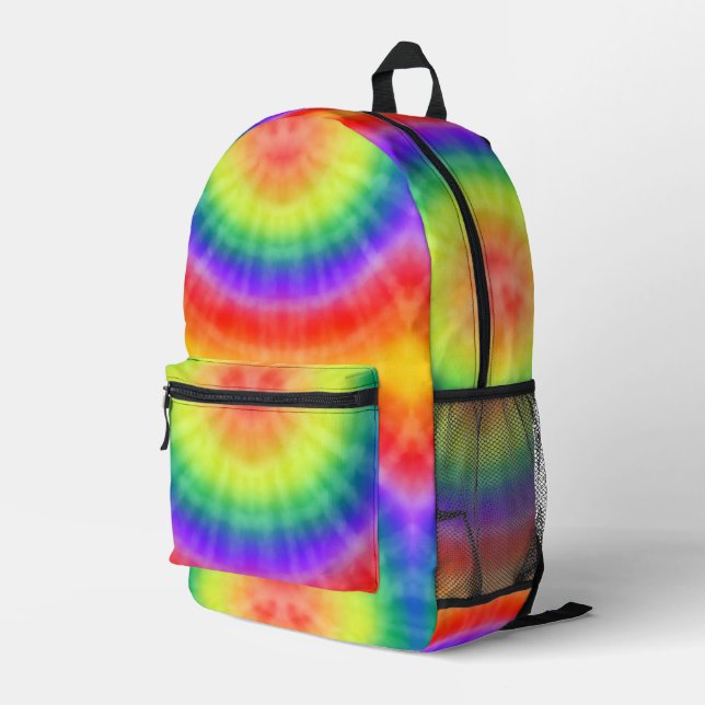 Rainbow-Gefärbte Krawatte Bedruckter Rucksack (Rückseitige Ecke Rechts)