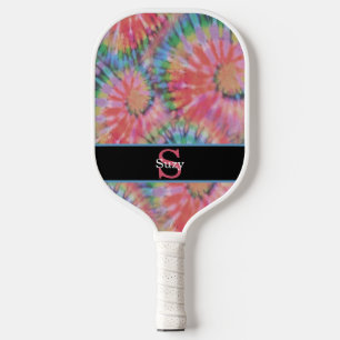 Rainbow-Gefärbte Krawatte Hippie-Muster Initial-Mo Pickleball Schläger