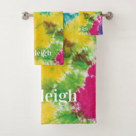 Rainbow Gefärbte Krawatte Individuelle Name Badhandtuch Set