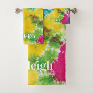 Rainbow Gefärbte Krawatte Individuelle Name Badhandtuch Set