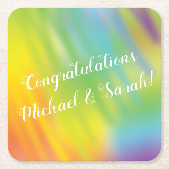 Rainbow Gefärbte Krawatte Kinderdusche Rechteckiger Pappuntersetzer (Vorderseite)