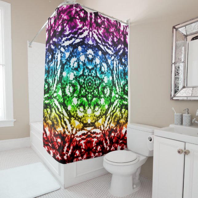 Rainbow Gefärbte Krawatte Mandala Star Duschvorhang (Beispiel)