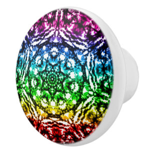 Rainbow Gefärbte Krawatte Mandala Star Keramikknauf