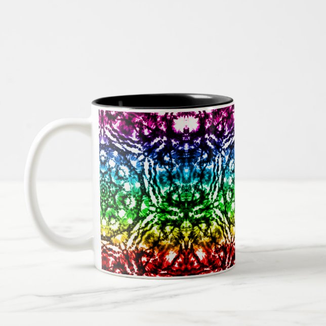 Rainbow Gefärbte Krawatte Mandala Star Zweifarbige Tasse (Links)