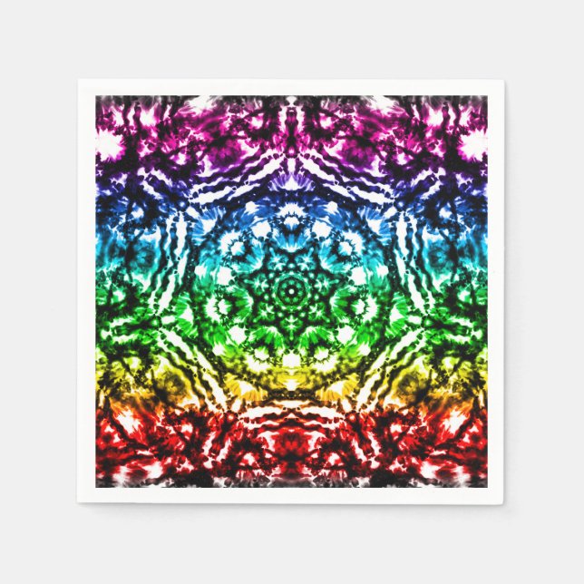 Rainbow Gefärbte Krawatte Mandala Starparty Serviette (Vorderseite)
