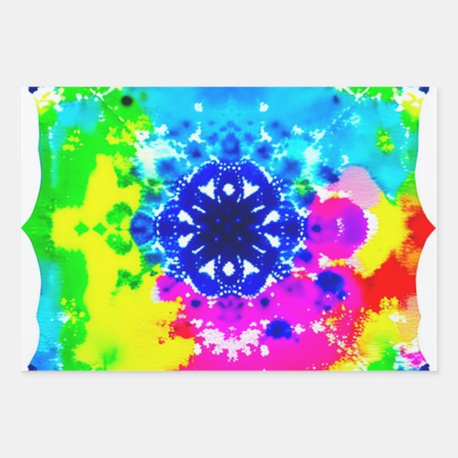 Rainbow Gefärbte Krawatte Wrapping Paper Geschenkpapier Set (Vorderseite)