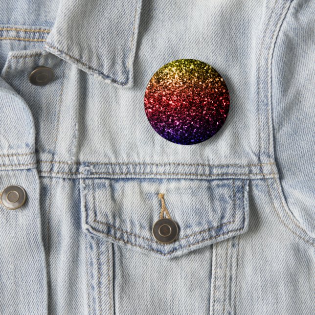 Rainbow-gelbe rote lila Imitate Glitzer Glitzern Button (Beispiel)