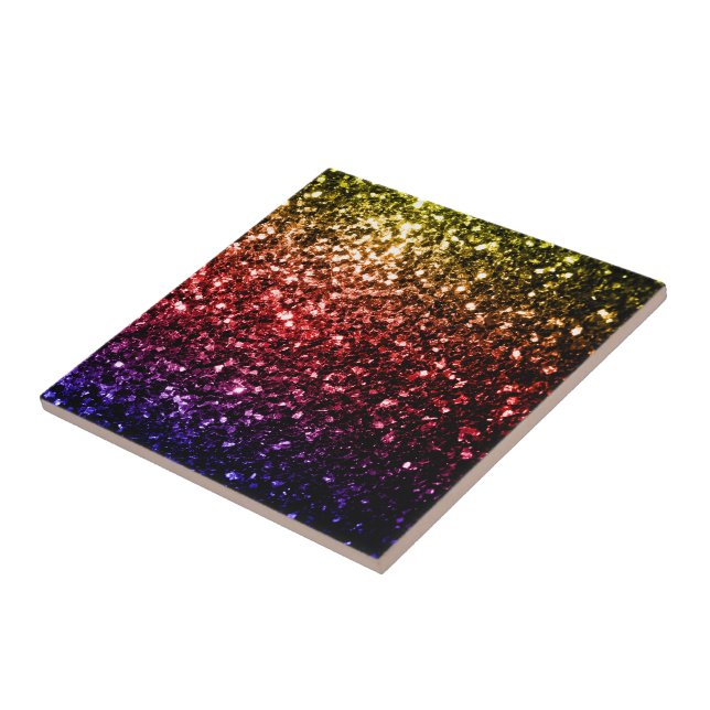 Rainbow-gelbe rote lila Imitate Glitzer Glitzern Fliese (Seite)