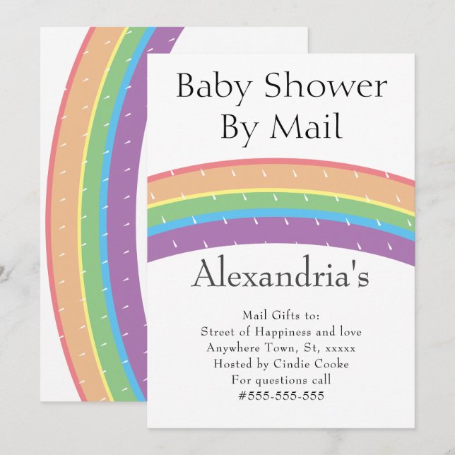 Rainbow Gender Neutral Baby Shower by Mail Einladung (Vorne/Hinten)