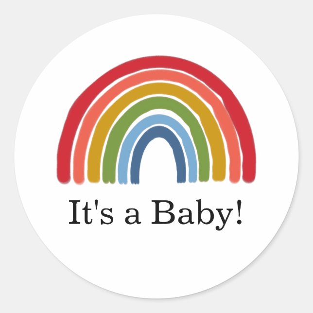 Rainbow Gender Neutral Baby Shower Runder Aufkleber (Vorderseite)