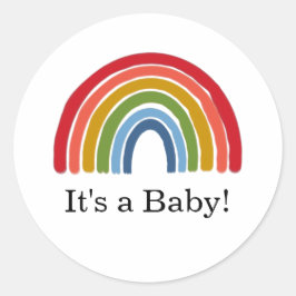 Rainbow Gender Neutral Baby Shower Runder Aufkleber