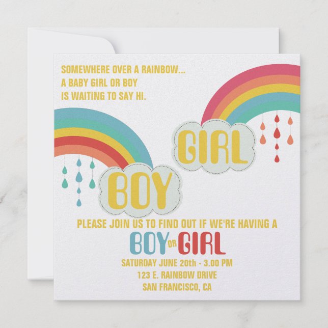 RAINBOW GENDER REVEAL Einladung (Vorderseite)