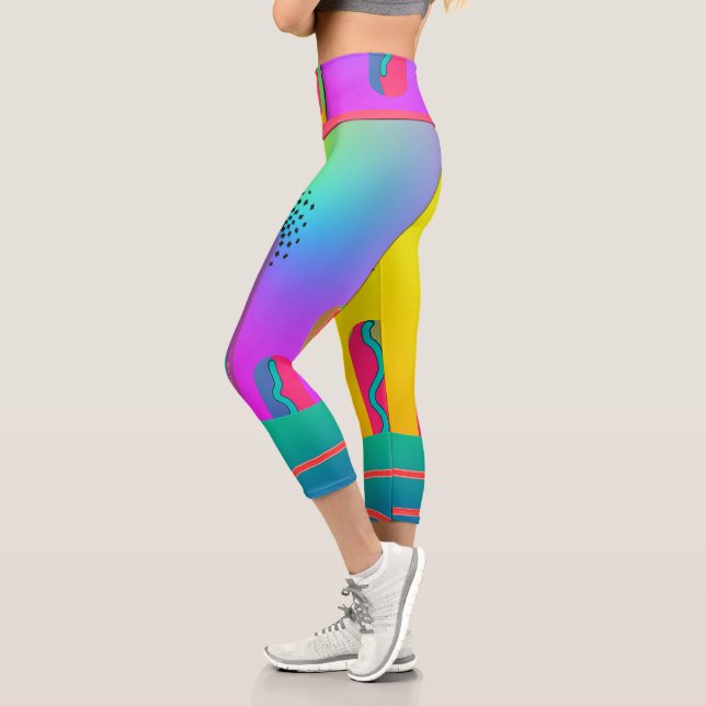 Rainbow Geo Bold Small Capri Leggings (Links)