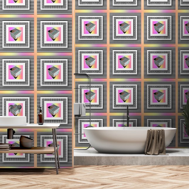 Rainbow Geo Cube Tapete (Badezimmer)
