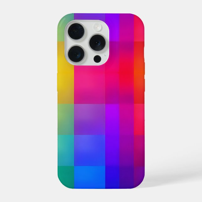 Rainbow Geometric Abstract Gradient Design iPhone 15 Pro Hülle (Rückseite)