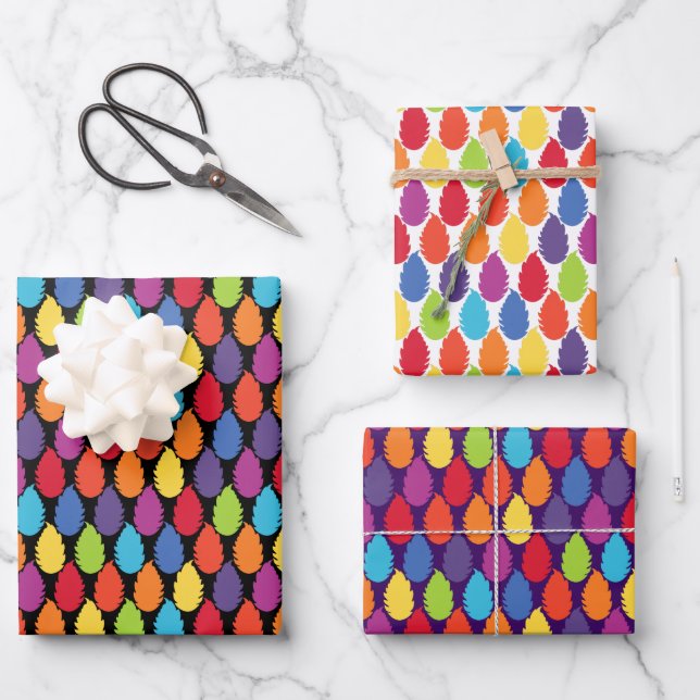 Rainbow Geometric Leaf Pattern Geschenkpapier Set (Vorderseite)