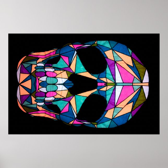 Rainbow Geometric Skull Poster (Devant)