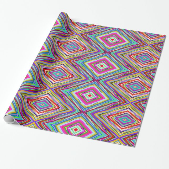 Rainbow Geometric Tribal Design Wrapping Paper Geschenkpapier (Ungerollt)