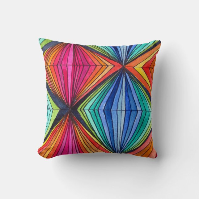 Rainbow Geometrisches Kunstkissen Kissen (Vorderseite)