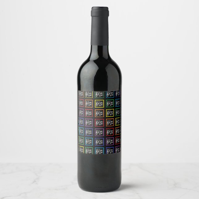 Rainbow Gerahmt Musical Squares Black Weinetikett (Vorderseite)