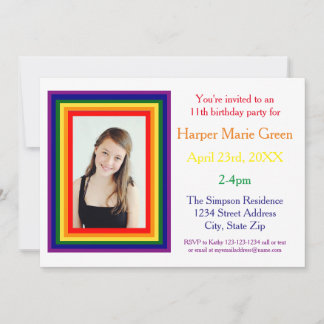 Rainbow Gerahmtes Foto - Einladung zum Geburtstag