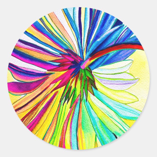 Rainbow gerbera farbenfrohe Blume Runder Aufkleber (Vorderseite)