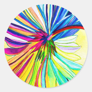 Rainbow gerbera farbenfrohe Blume Runder Aufkleber