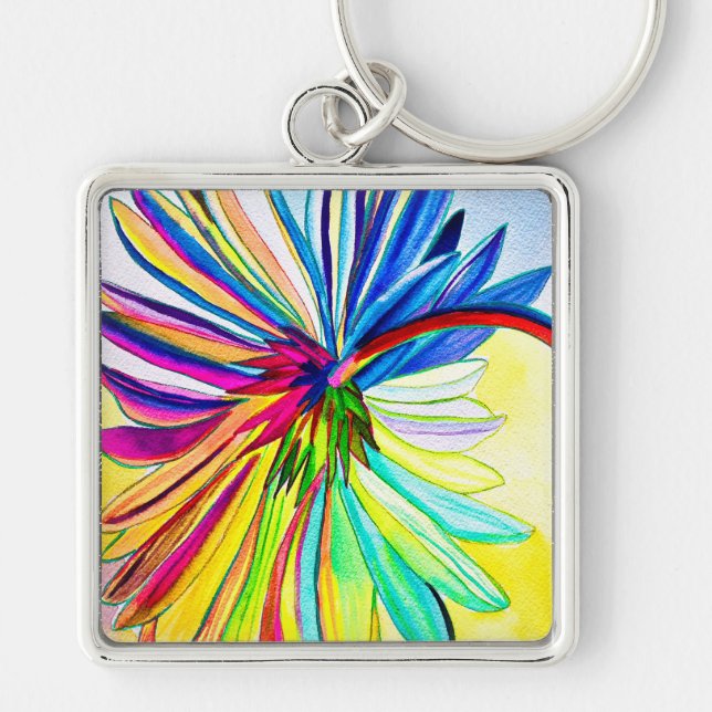 Rainbow gerbera farbenfrohe Blume Schlüsselanhänger (Vorne)