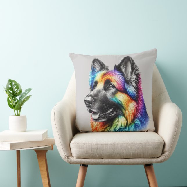 Rainbow German Shepherd Cozy Poem  Kissen (Stuhl )