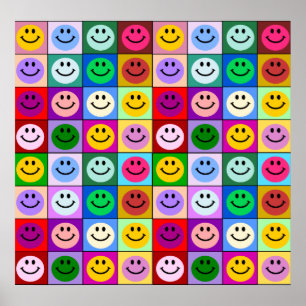 Rainbow-Gesichtsquadrate Poster