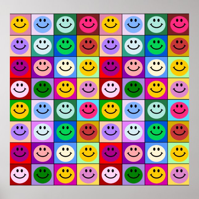 Rainbow-Gesichtsquadrate Poster (Vorne)