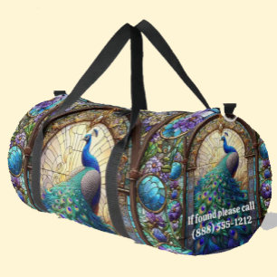 Rainbow-gestanztes Glass Peacock Große Duffel-Tasc Duffle Bag