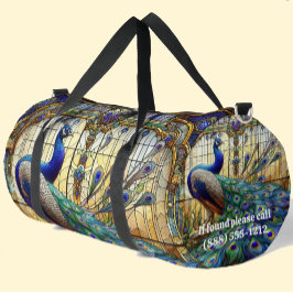 Rainbow-gestanztes Glass Peacock Große Duffel-Tasc Duffle Bag