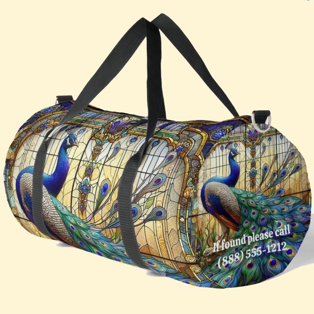 Rainbow-gestanztes Glass Peacock Große Duffel-Tasc Duffle Bag (Von Creator hochgeladen)