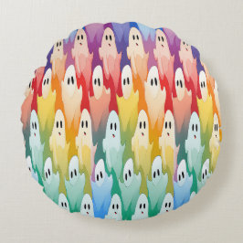 Rainbow Ghost Rundes Kissen