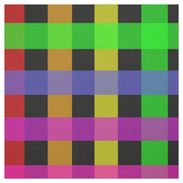Rainbow Gingham auf schwarz Stoff (Muster)