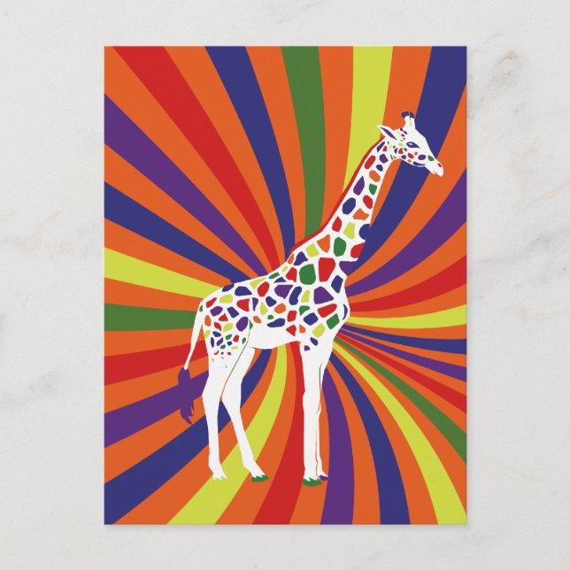 Rainbow Giraffe Art Postkarte (Vorderseite)