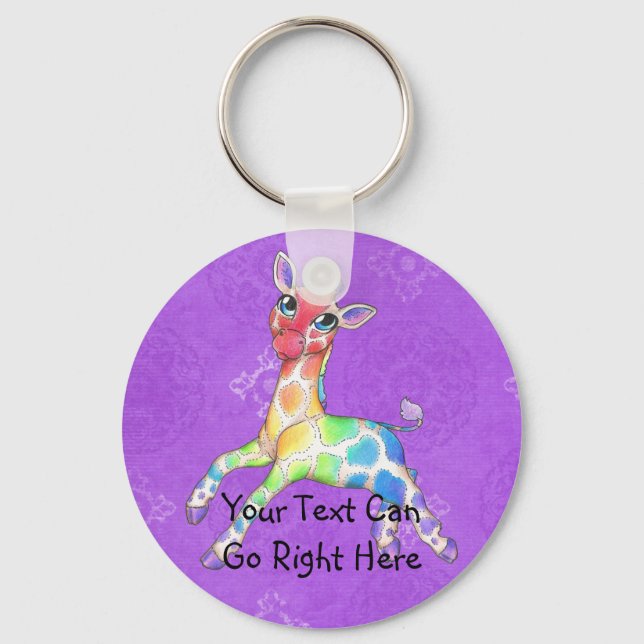 Rainbow Giraffe Schlüsselanhänger (Vorderseite)